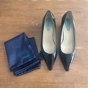 Fitzwell Yara Patent Leather Kitten Heel Pumps, Black, Size 9.5W